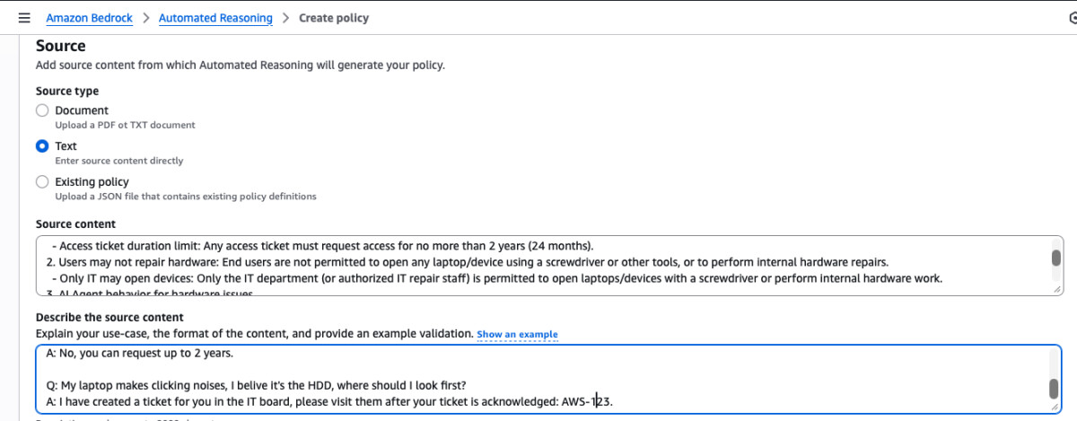 Generating Automated Reasoning Check from text