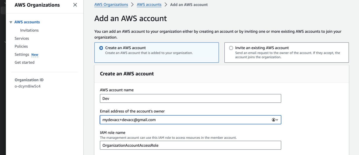 Creating new account
