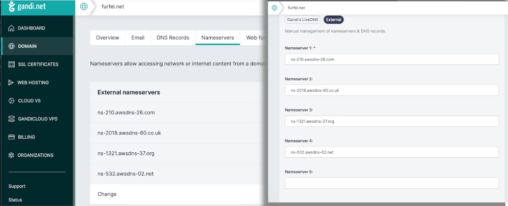 Nameservers at Gandi