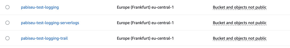 Test buckets for logging