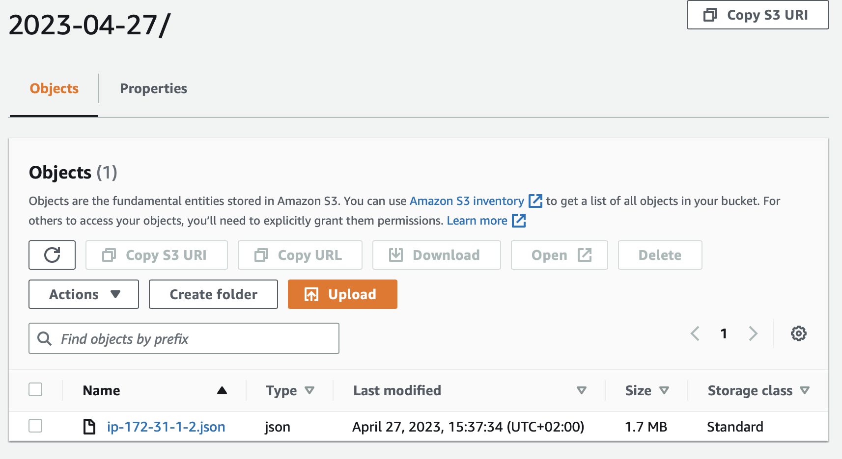 The file is present in S3