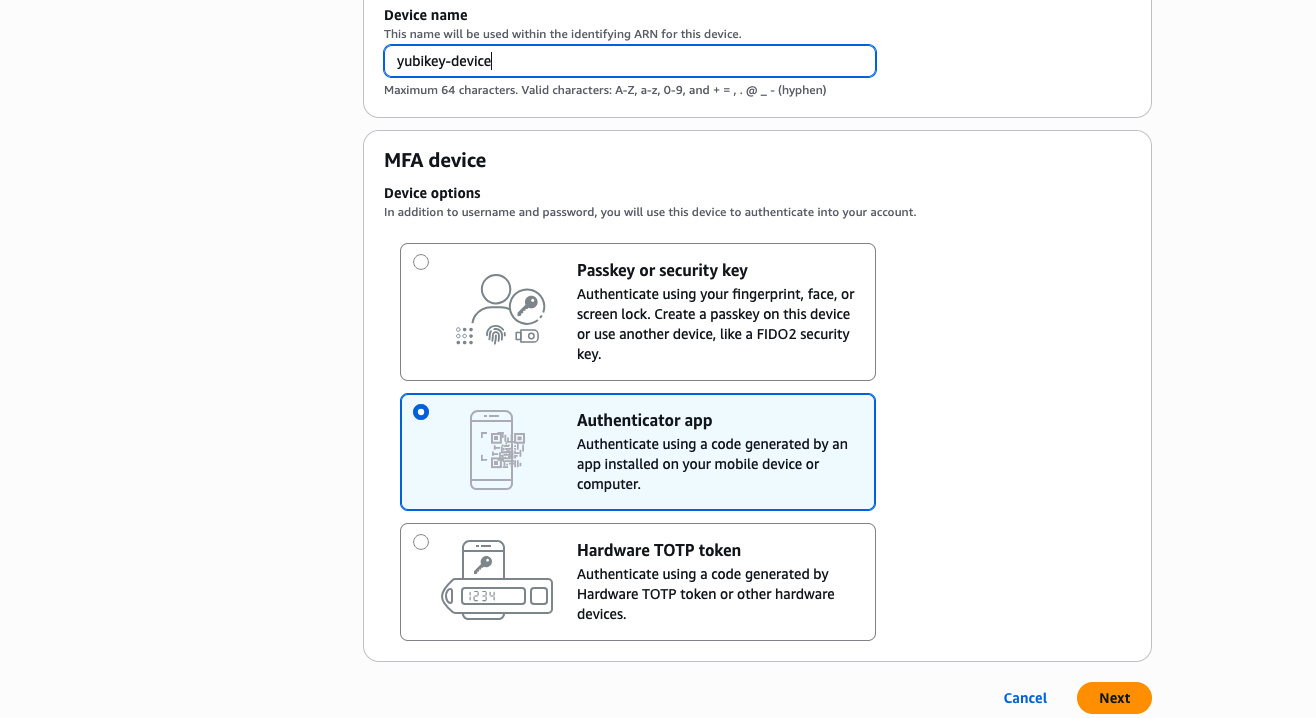 Type: authenticator app