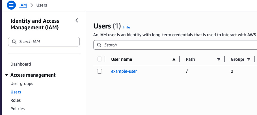 User list in IAM