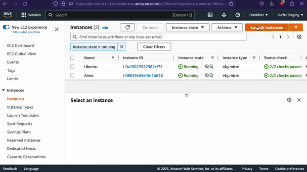 Launching a new instance manually