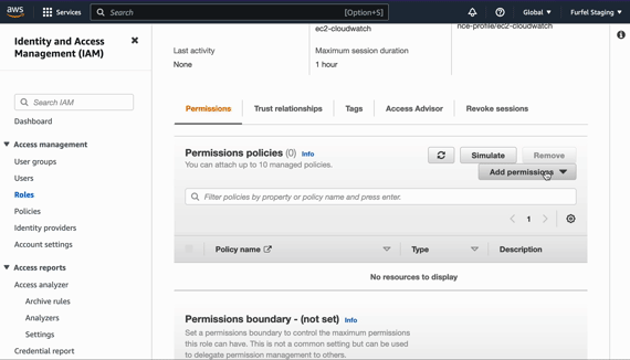 Attaching policy to role
