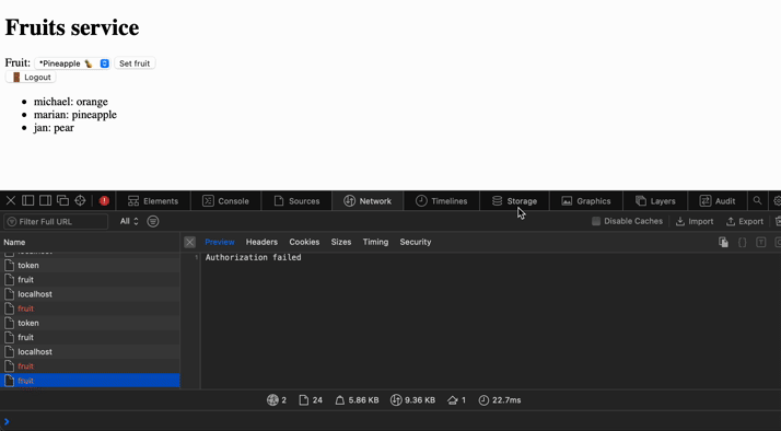 Session storage and cookies