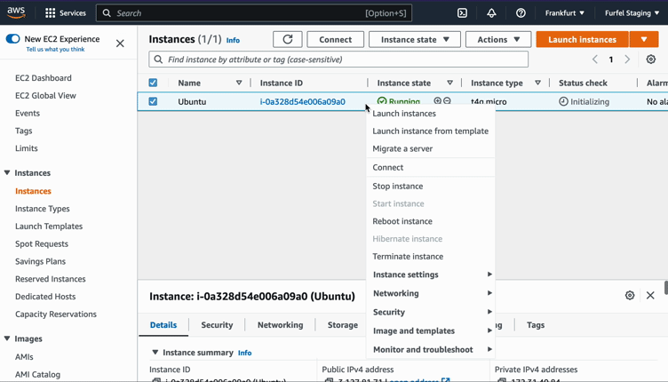 Changing IAM role in AWS console