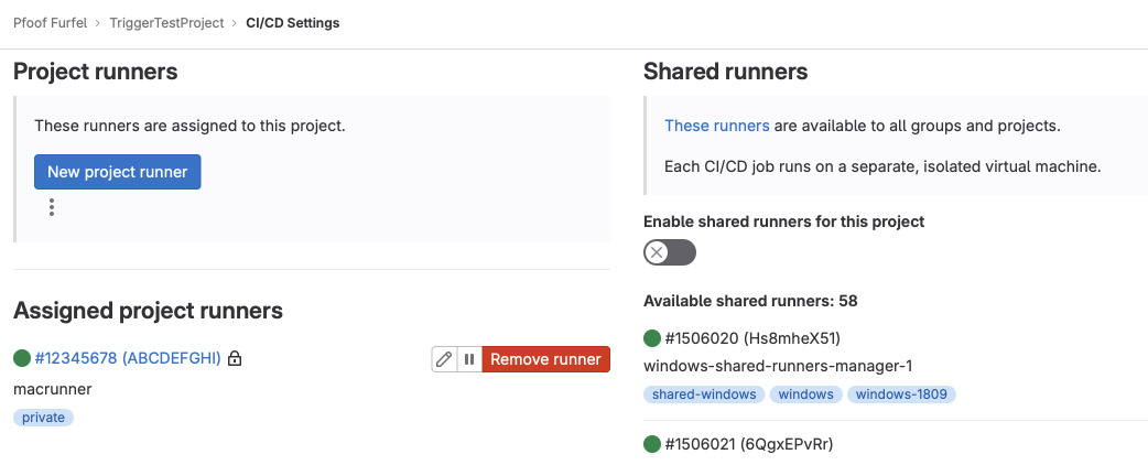 Registering the runners